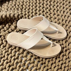 CROCS Women's Cream and Tan Sandals